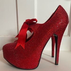 Rhinestone heels with Satin bow
